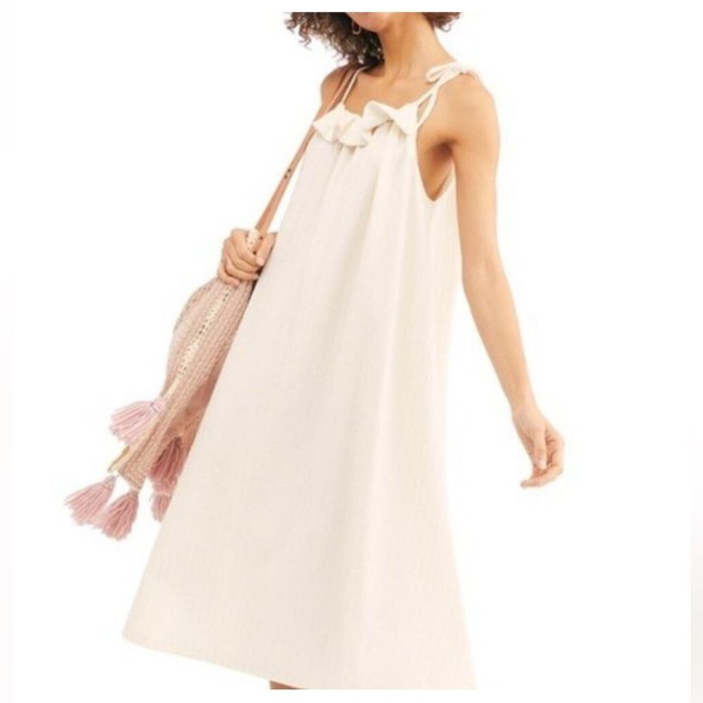 Free People Athens Tie Strap A-Line Midi Dress Cream S NWT New - Picture 7 of 8